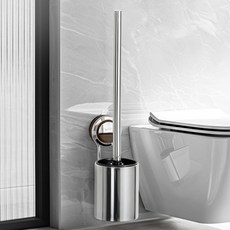 efactory Judy N 簡潔不鏽鋼黏貼式免打孔馬桶刷, 銀色, 1個