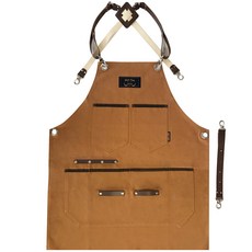 Kandeo Leather 咖啡因皮革丹寧圍裙 S, 棕色, 1個