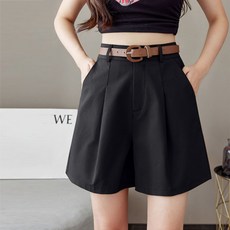 엘쏘 여성용 와이드핏 버뮤다 벨트 반바지
