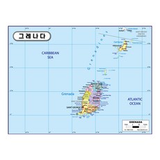 Map.Come 格林納達行政地圖塗層 110 x 78cm, 1個