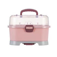 撞色防水奶瓶瀝水盒, 02 粉色