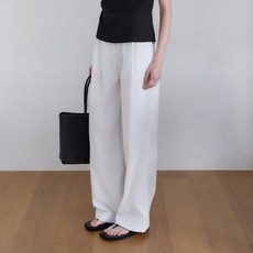 ourhope 女款尼龍雙褶寬版西裝褲