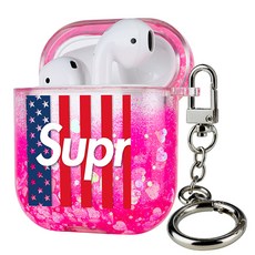 JUST4YOU 슈프림 블링 아쿠아 에어팟 1 / 2 케이스, 미국