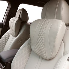 ruzen 結實車用頸枕+幾皮枕套, 棉米色+套1P, 1組