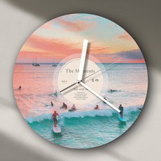 퍼니즈 레코드 원형 무소음 LP 벽시계, 선셋서프