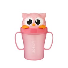 Edison 韓國製造Friends第3代防漏吸管杯, 藍色貓頭鷹, 200ml, 1個