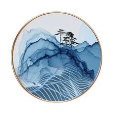 홈인테리어 원형 풍경 동양화 그림 액자 YT_RA916 D타입, 골드