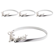 Mabel In Home 奢華鹿造型磁吸窗簾綁帶扣, 銀色, 4個