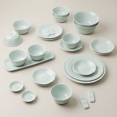 YOON CERAMICS 韓國製 Cheong-a 4人份家用碗盤組 27件, 單一顏色, 11種