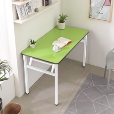 다다재 하이그로시 인테리어 접이식 식탁, 화이트 + 연두