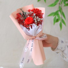 ScentBasket 不凋謝鮮花 永生愛戀玫瑰混搭花束 + 提袋組合, 紅色