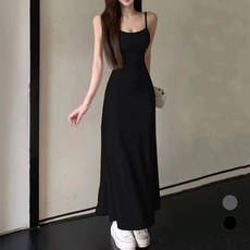 Elsso 馬甲吊帶細肩帶連身裙, 黑色