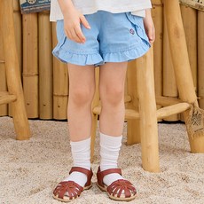 LILIPURRI 女童夏季荷葉邊丹寧短褲