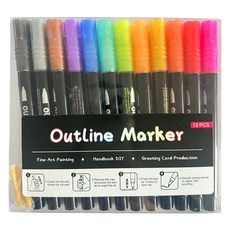 Kohimo輪廓金屬光澤珍珠色麥克筆 4W078, 1組, 12 種顏色