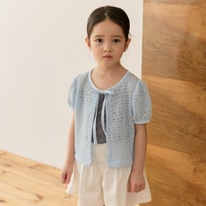 哲秀與英熙 兒童藍環蝴蝶結開襟衫