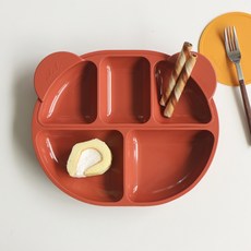 ade.l 孩童矽膠餐盤組, 淺棕色, 3格餐盤(大)+3格餐盤(小)