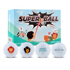 헨리스튜어트 캐릭터 수퍼볼 골프공 정품볼 3피스 6p 세트, 화이트, 1세트