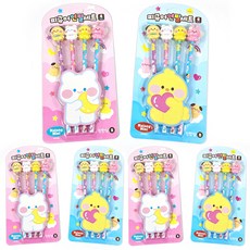 Crystal Fancy 軟萌迷你公仔鉛筆 2款 x 3入 B組, 粉紅色, 藍色, 1套