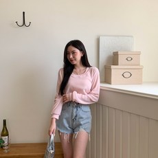 시크블랙 스이니 크롭 시스루 나시 + 니트 볼레로 세트 cpset2815k35