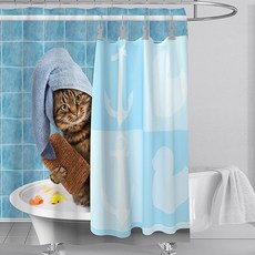 Market A Market A Animal Flower 獨特的浴簾淋浴貓 180 x 180cm, 1個