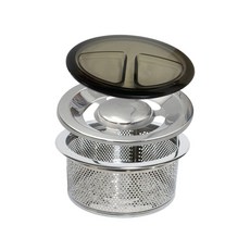 水槽用韓國製不鏽鋼排水口透明蓋3件組, 黑色(蓋子), 1套