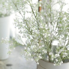 Miss Mone 大型蠟感滿天星長枝人造花, 白色