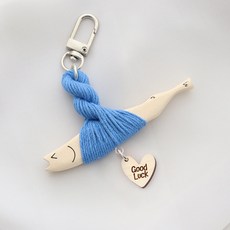 marketuniverse 避邪明太魚 明九 鑰匙圈, 1個, 藍色+眨眼 好運