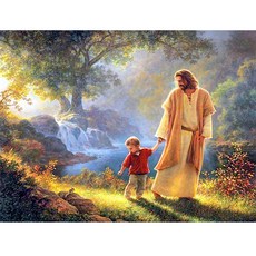 居家裝飾鑽石畫 少年與耶穌