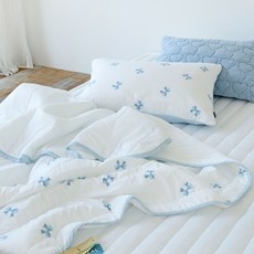 Nubile 清涼俏皮蝴蝶結微水洗涼感雙面夏季涼被, 天空藍