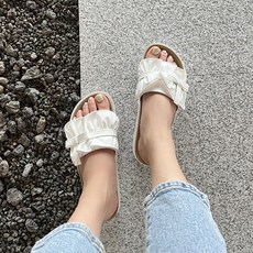 liil 벨레페 여성용 펀펀 캐주얼 키높이 리본 슬리퍼