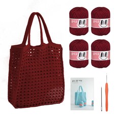 yarna 올리오 봉봉 네트백 DIY 패키지 실 4p + 돗바늘, 731 버건디(실), 랜덤발송(바늘), 1세트