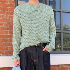 男士方形長袖針織衫 T2783