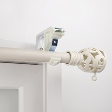 Changane 簡易窗簾桿支架 3入+復古造型窗簾桿 25mm, 象牙白