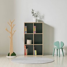 핀란디아 유아용 브리즈 미니 하프 틈새 전면 낮은 거실 원룸 하프 책장 방문설치, 딥그린, 3단