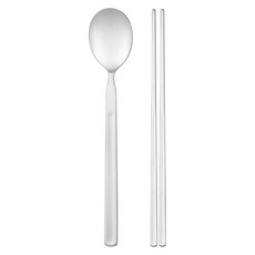 COMELY 圓形透明單人餐具組, 霧面, 1個, 湯匙 + 筷子