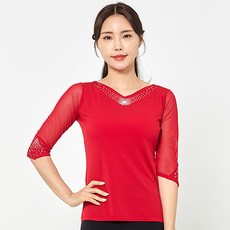 dancedome V領寶石T恤 LDT28800, 紅色