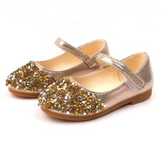 Rulushu女童款閃亮珠寶皮鞋