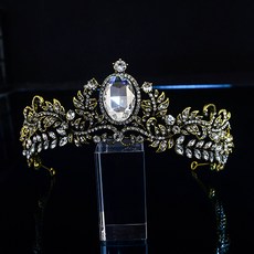 LUNA GLAM 大水晶葉子皇冠 WC832, 1個, 金色