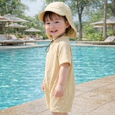 우주아이 아동용 올리버 스윔수트 수영복 + 수영모 세트