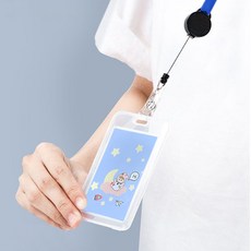 TODAY LIVING 員工證伸縮扣掛繩證件套 2款 x 4入組 R98404L, 黑色, 藍色, 1套