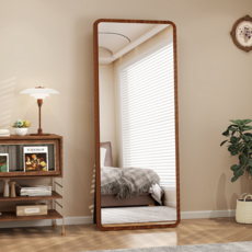 데보코 우드 스탠드 벽걸이 전신거울 40 x 155 cm, 월넛