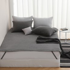 tacca tacca 天然純棉顏料染色鬆緊帶床墊, 深灰色