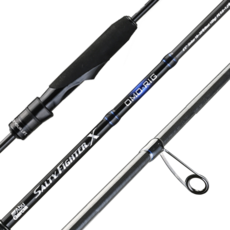Abu Garcia Salty Fighter X Omorig鉛錘釣法 紡車式軟絲專用釣竿 S602/120, 黑色 + 藍色