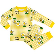 Maykids 女童款格紋雛菊印花長袖長褲套裝