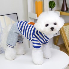 PASTEL PET 寵物字母條紋連身衣, 藍色, 1個