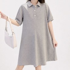 아이캔심플 마카롱 반팔 카라 임산부 원피스