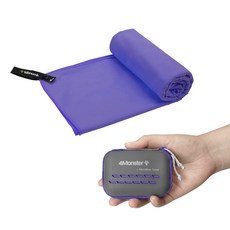 4monster 超細纖維 登山 游泳 旅行 運動 濕式 乾式 超細纖維 多功能毛巾 XS + EVA收納盒 30 x 50 cm, 紫色, 1個