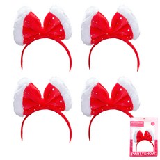 PARTYSHOW 聖誕節紅色蝴蝶結髮箍, 混合顏色, 4個