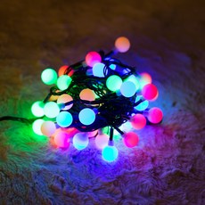 露營櫻桃燈串 50燈 直徑 2cm x 長度 5m 3入 + 電線組, 1套, 綠色 + 多色(燈泡), 綠色(電線)