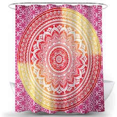 曼陀羅防水浴簾, TYPE8, 1個, 多色(混和)色